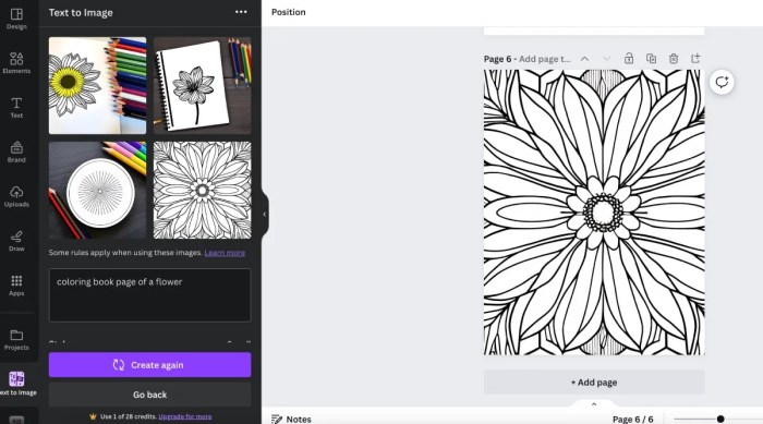 Using canva to create a coloring book